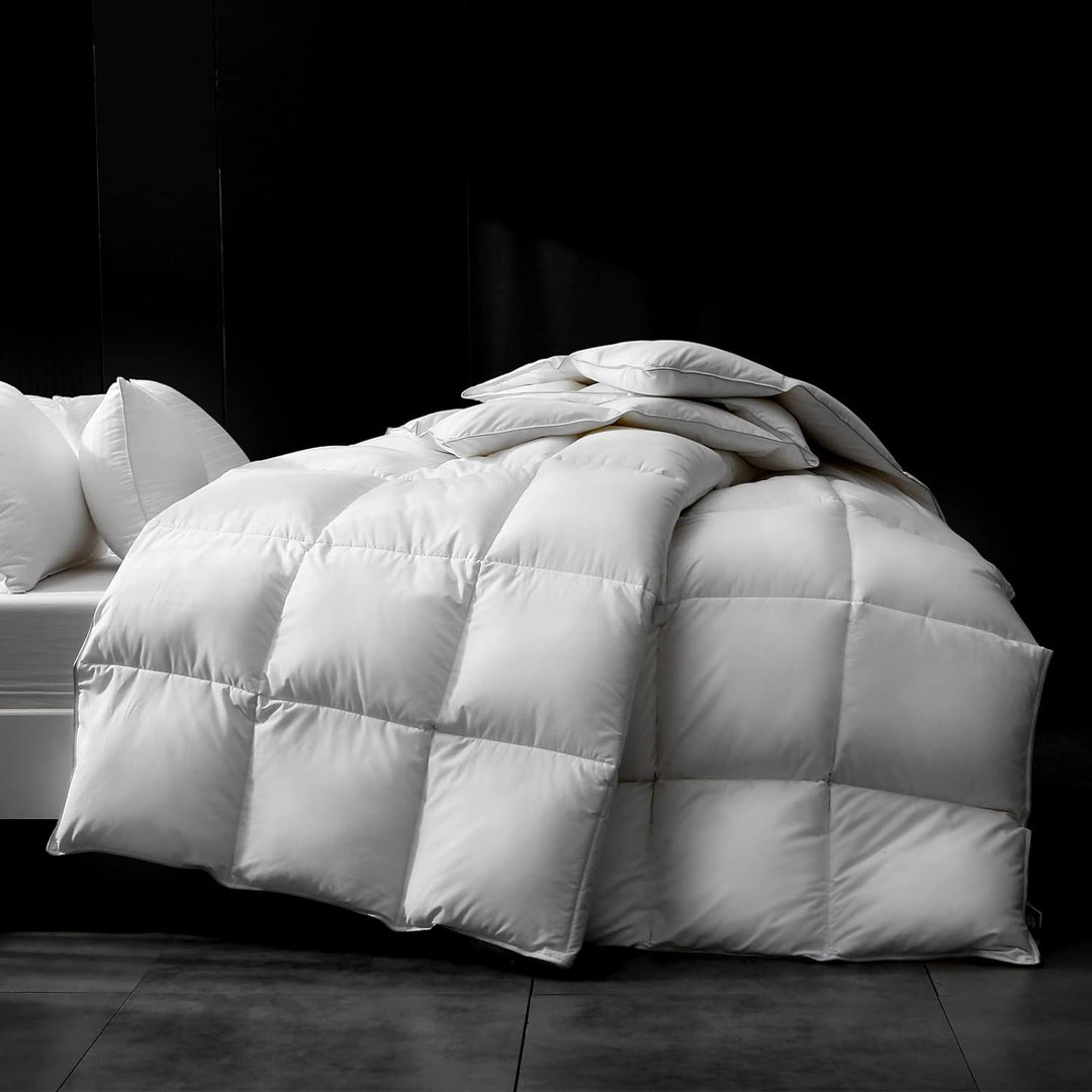 Luxury 100% Organic Cotton All Season Goose Feathers Down Comforter